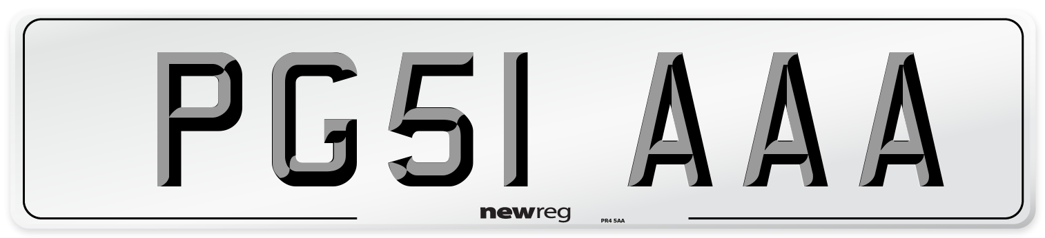 PG51 AAA Number Plate from New Reg